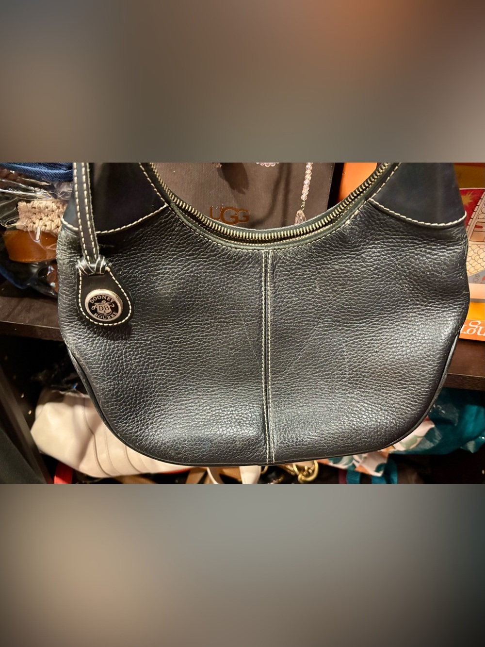 Dooney & Bourke Black Pebbled Leather Shoulder Bag